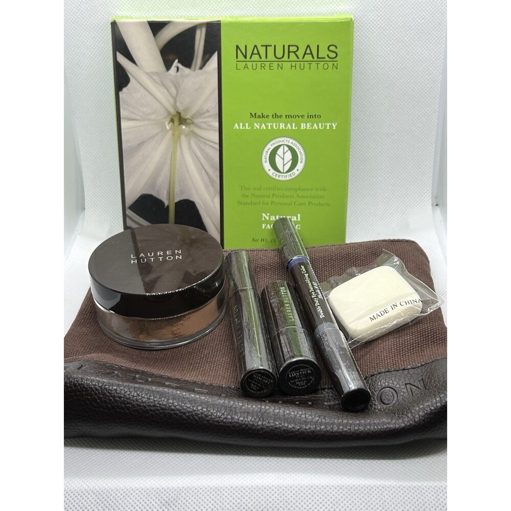 Lauren Hutton Naturals Face Disc Full Makeup Set-Brown-Dark-Makeup Bag +MORE-NOS
